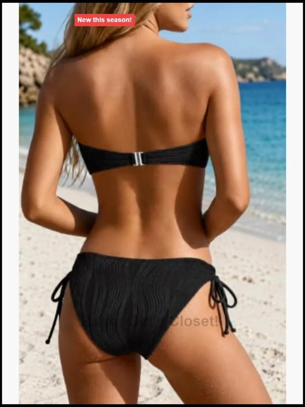 Ribbed Sexy Push Up Bikini Set Two Piece Bandeau Tie Side Swimsuit
